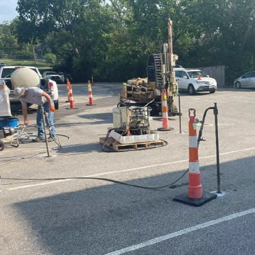 Direct-push injection equipment used for in situ chemical oxidation (ISCO) of petroleum-impacted groundwater at an active commercial property in Kansas.