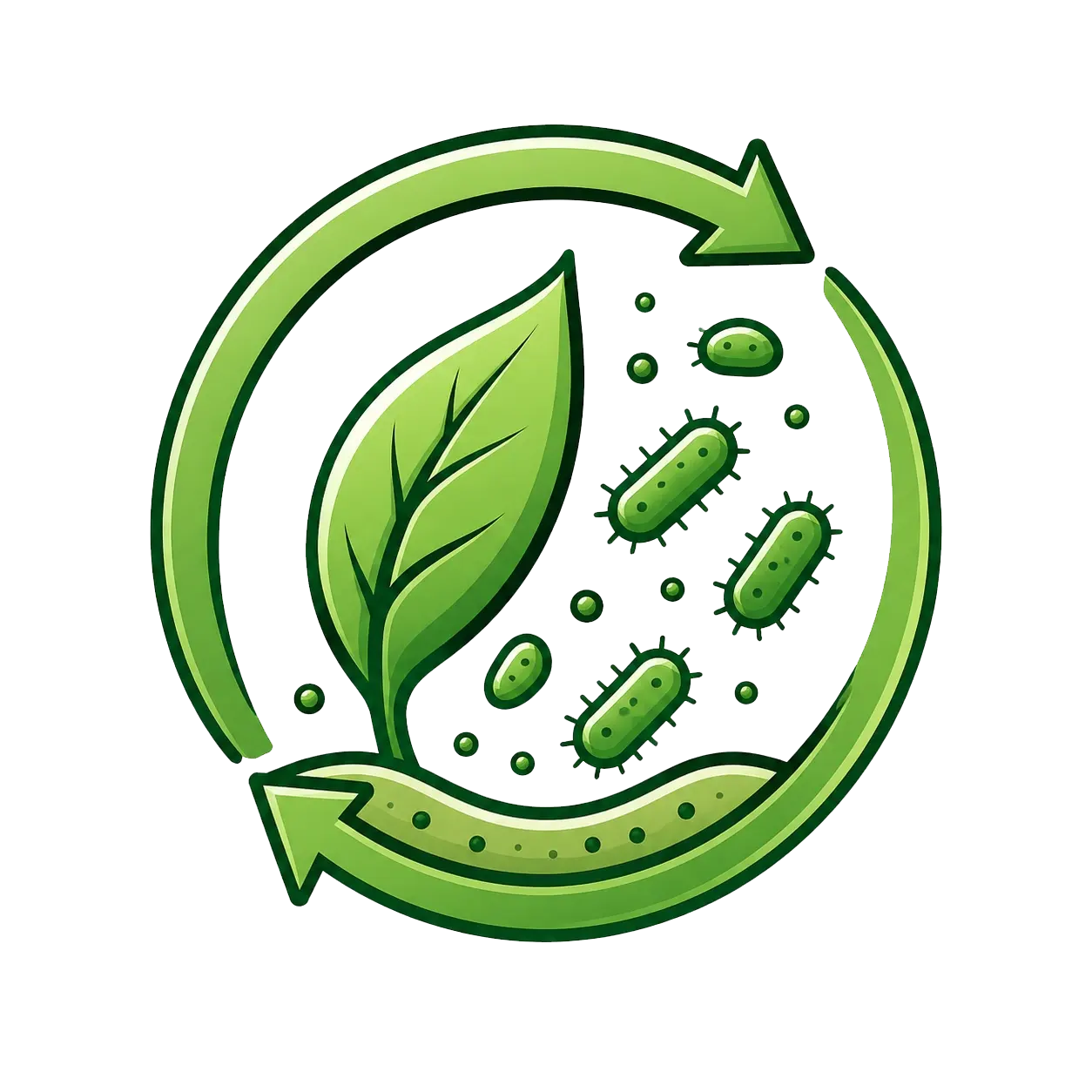 eco cycle with leaf and microbes